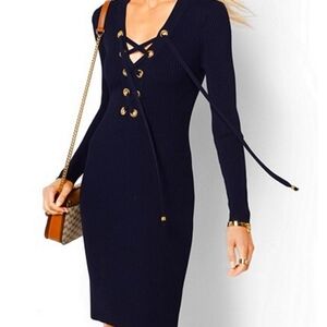 Michael Kors lace up dress with gold details. Large